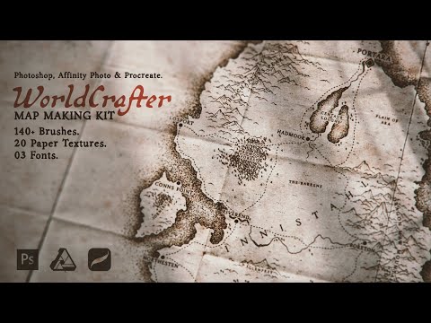Thumbnail for the worldcrafter video showing a still of an old looking map of a fantasy realm