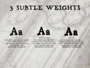 Three weights of the adderbite font displayed on a old paper texture background