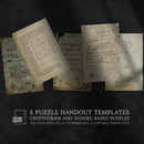 Image that shows the 5 old paper templates that can be used to create puzzles for ttrpg campaigns