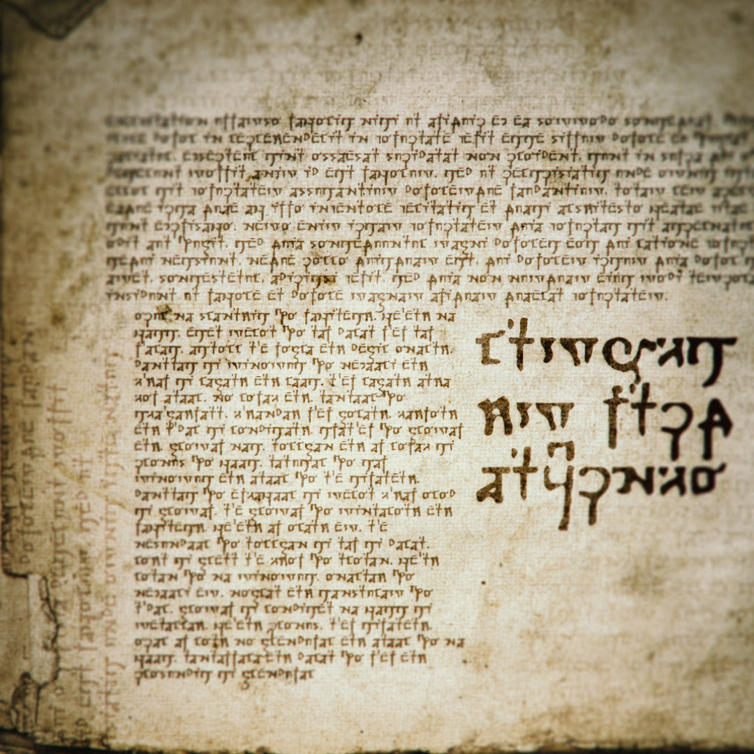 promotional image displaying the arcane cipher font on an old and ancient looking parchment