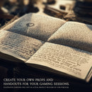 Promotional image for arcane cipher showing an old magical book on a sun-kissed desk, covered in archaic marking