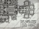 Detail of a dungeon map with the labelling created using the Adderbite font