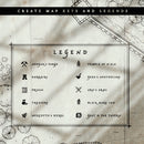 Close up of a legend from a fantasy map. Icons are used to accompany the text, helping quickly label the shops and buildings