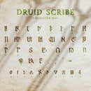 Promotional image for the Druid Scribe font, as the name suggests the letterforms look like the medieval writing of a druid