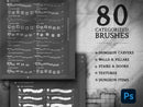 Photoshop brush panel previewing a small selection of the brushes included in Dungeon Carver