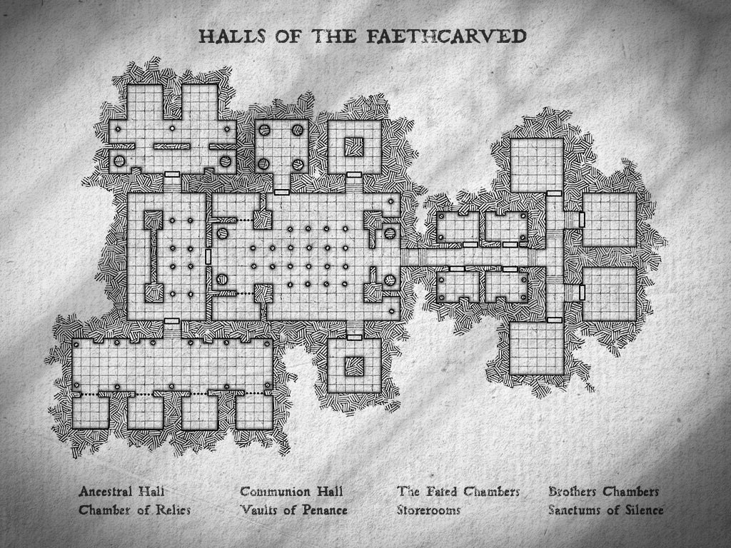 Example of a dungeon map made using Dungeon Carver by Aesoterik