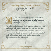 An old page with art nouveau frame contains an excerpt of a folk tale, all written with the fantasy inspired Fabled Hand font