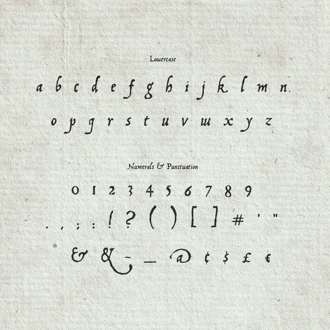 A promotional image showcasing the lowercase letters contained in the Fabled Hand fantasy font