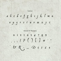 A promotional image showcasing the lowercase letters contained in the Fabled Hand fantasy font