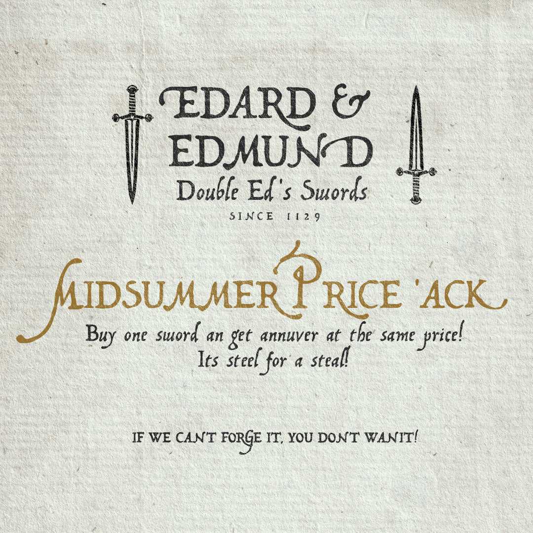 An old fictional advert poster for an armourer store. Text is written using the Fabled hand font