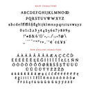 All the characters of the Folklore font set in black on a white paper background