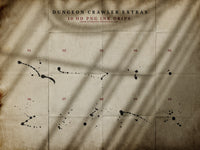Vintage-style background with ink drips and text 'Dungeon Crawler Extras' on a textured surface.