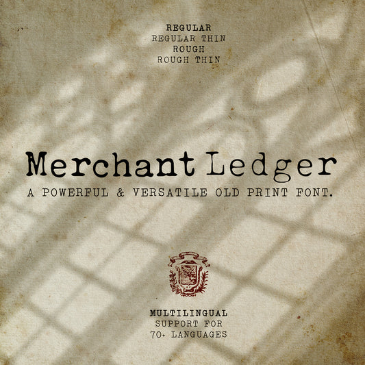 Merchant ledger typewriter font on an old paper background