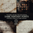 Dark fantasy fonts for D&D and TTRPGs with ancient text and symbols.
