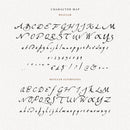 All characters of the Bliaunt script font on a paper background