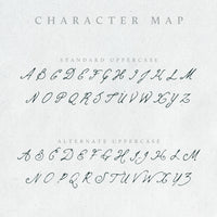 The uppercase characters of the Mythshire handwritten font displayed in a charcoal colour on a white paper background