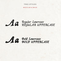 light paper backgrond with dark text showing the regular and bold versions of the wayfinder gm font