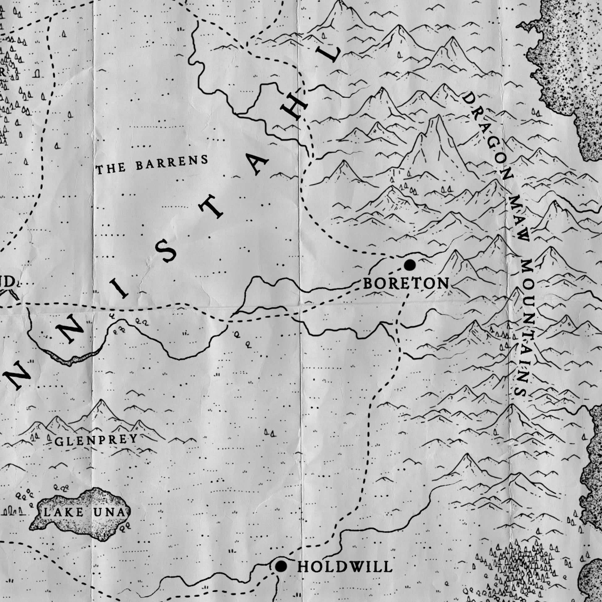 details of illustrated black and white line work map, created with worldcrafter