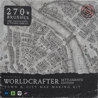 RPG Town & City Map Making Kit packaging with map design and digital brush details.