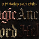 dark background with samples of photoshop layers styles