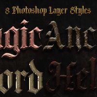 dark background with samples of photoshop layers styles