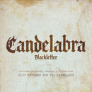 Candelabra main promotional image with a paper background and font name in dark brown