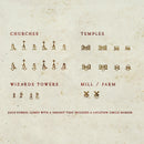 A grid of icons, showing the churches and temples contained in the Settlements brush pack 