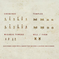 A grid of icons, showing the churches and temples contained in the Settlements brush pack 