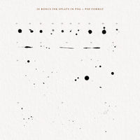 light paper background with dark ink splat samples