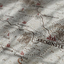 A view of a fantasy map with very shallow depth of field, illustrating the settlement brushes by Aesoterik