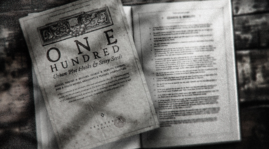 Vintage book or document with text and decorative elements on a wooden surface.