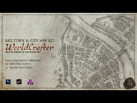 still from the promotional video of the worldcrafter settlements edition map kit, shows an old digitally drawn map of a fantasy town from above