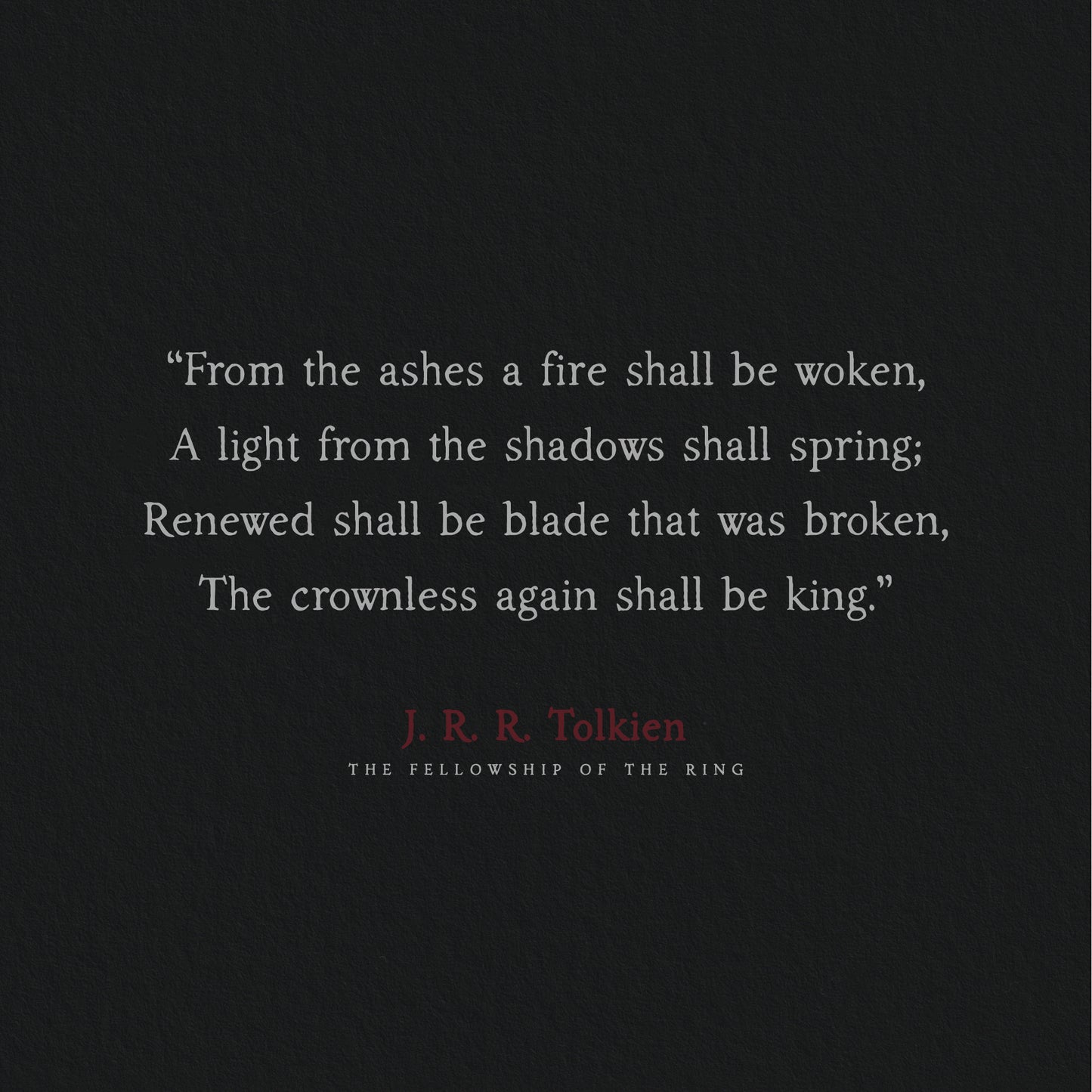 Tolkien quote set in folklore font on a dark background
