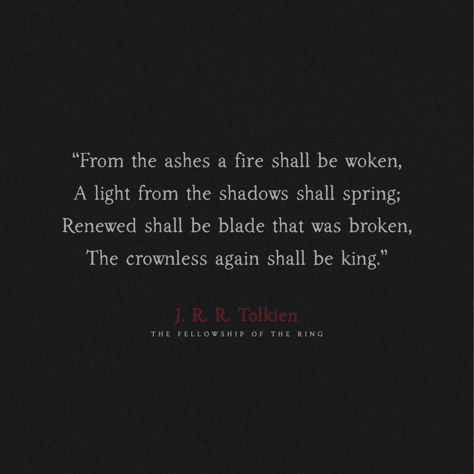 Tolkien quote set in folklore font on a dark background