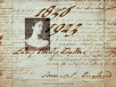 Vintage-style image with text and a portrait of Lady Emily Dallat, featuring the years 1856 and 1923.