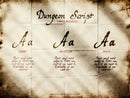 Dungeon Script font display on a textured paper background