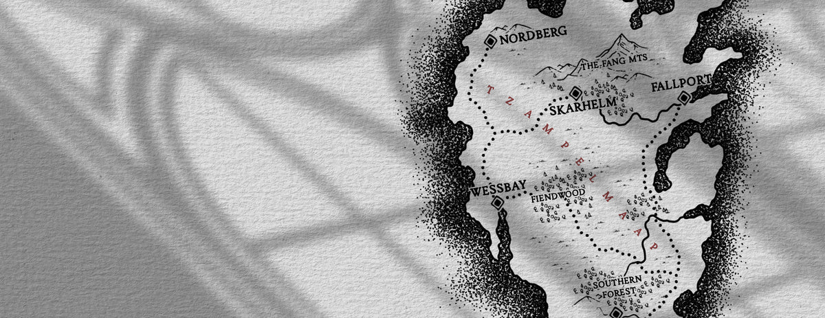 Small black and white fantasy map made with worldcrafter sample brush pack
